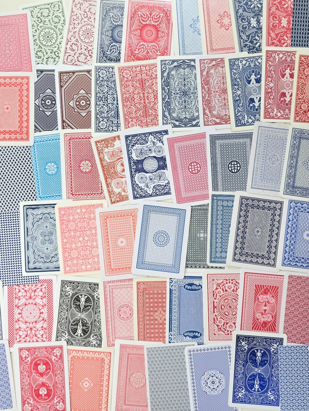 Assorted Playing Cards Back Design - 64 Filligree Playing Cards - All Different